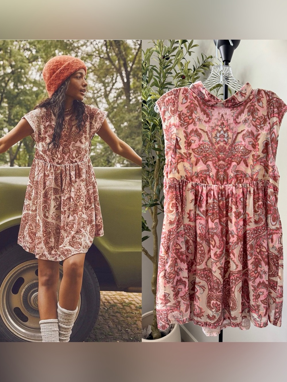 Free People Velvet Babydoll Mini Dress